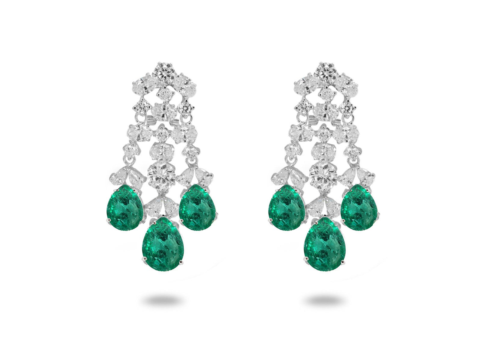 Chandelier Lab Emerald CZ Omega Clip Earrings Earrings